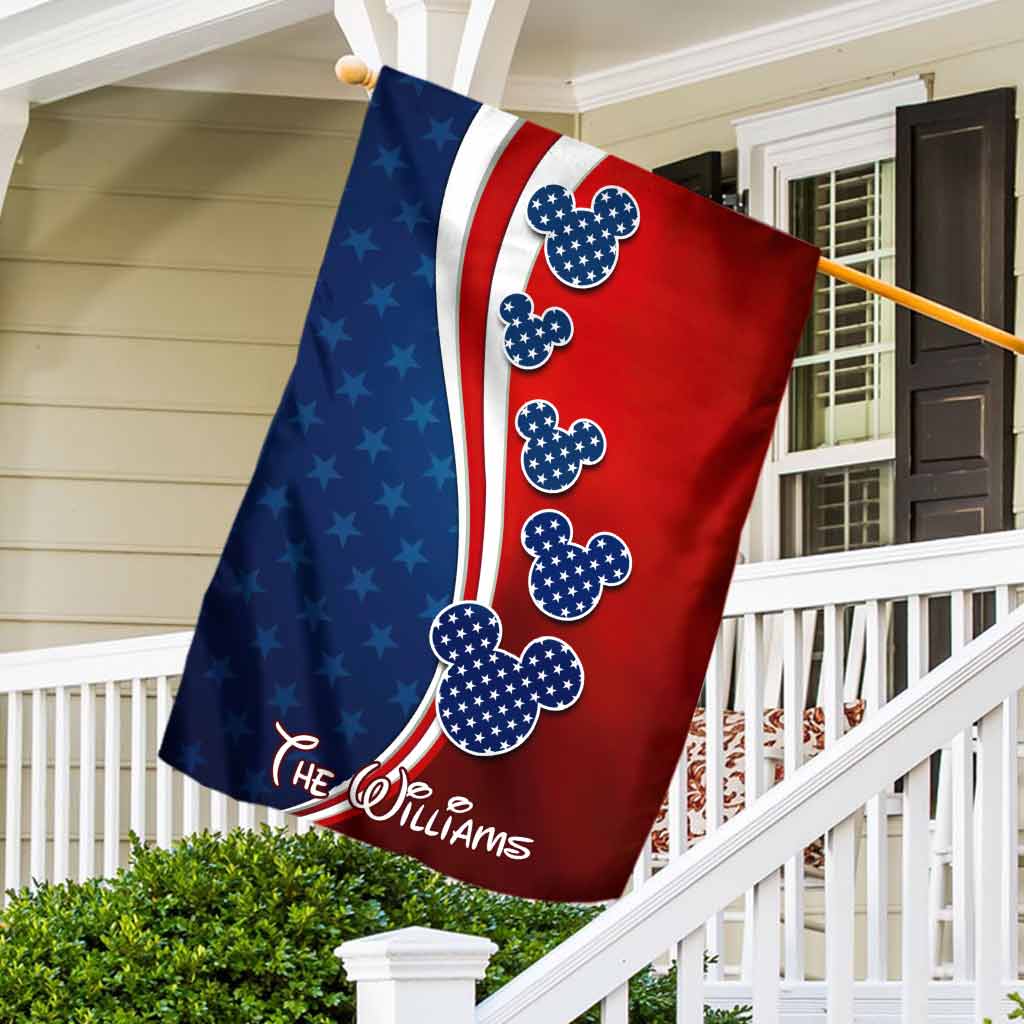 Personalized Mouse Ears House Flag Custom Name for 4th of July House Flag GradoCreations