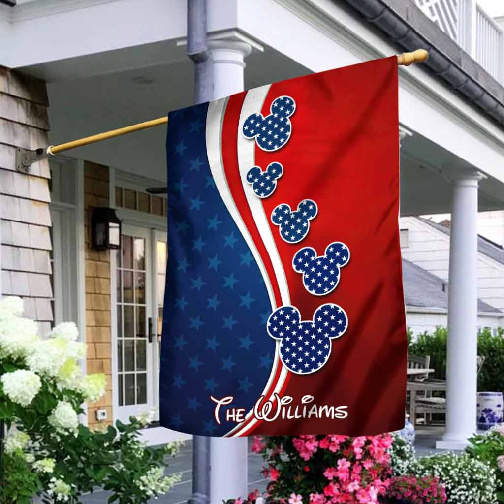Personalized Mouse Ears House Flag Custom Name for 4th of July House Flag GradoCreations
