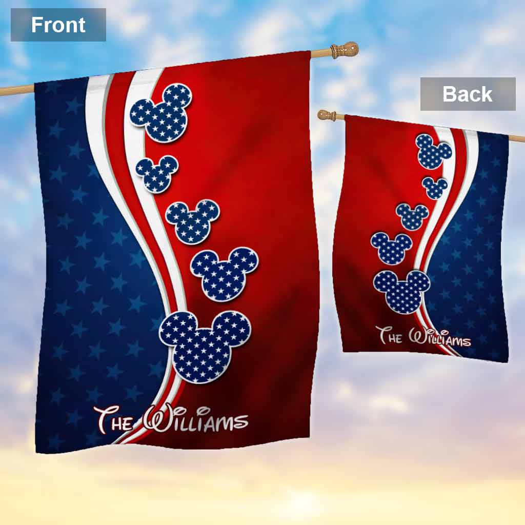 Personalized Mouse Ears House Flag Custom Name for 4th of July House Flag GradoCreations