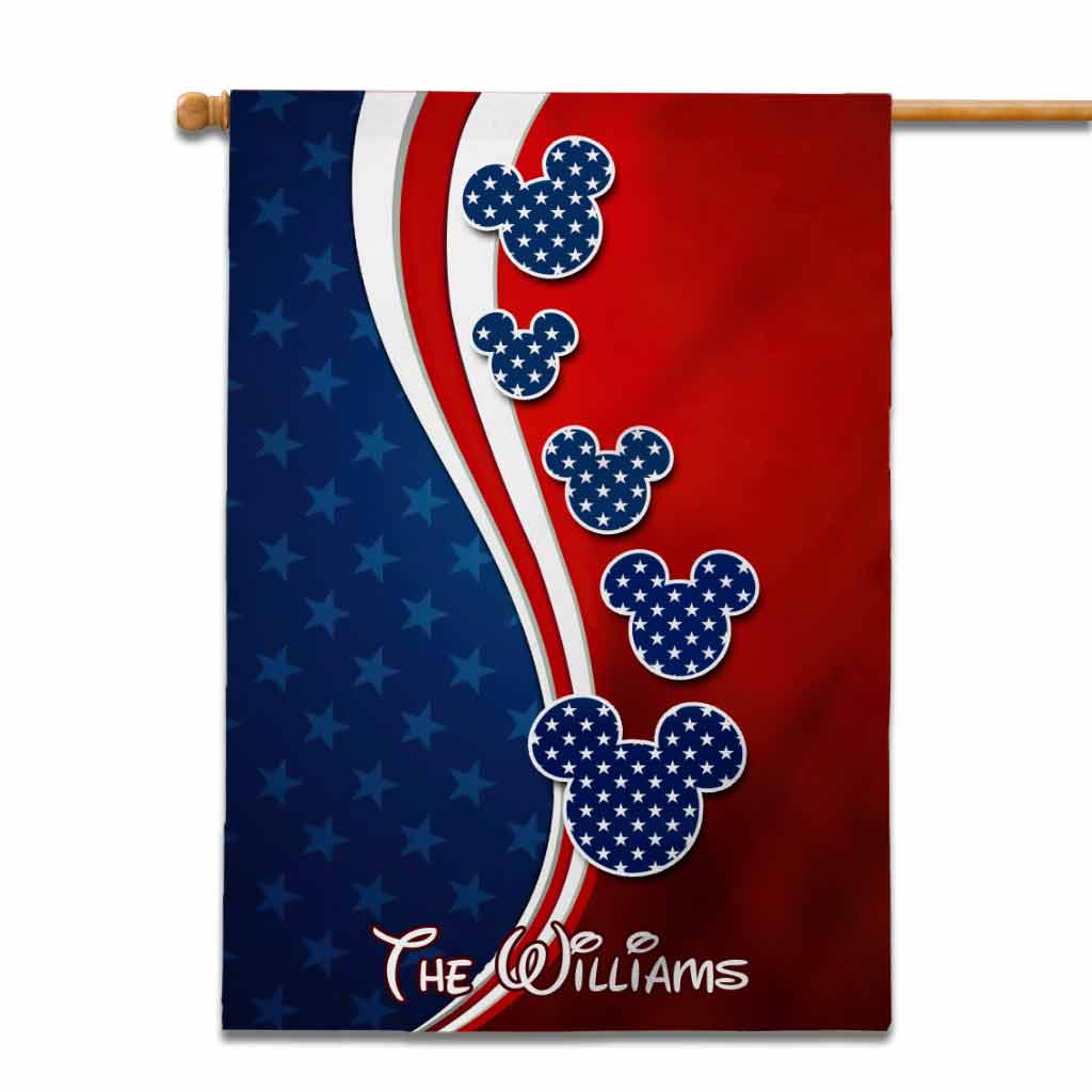 Personalized Mouse Ears House Flag Custom Name for 4th of July House Flag GradoCreations