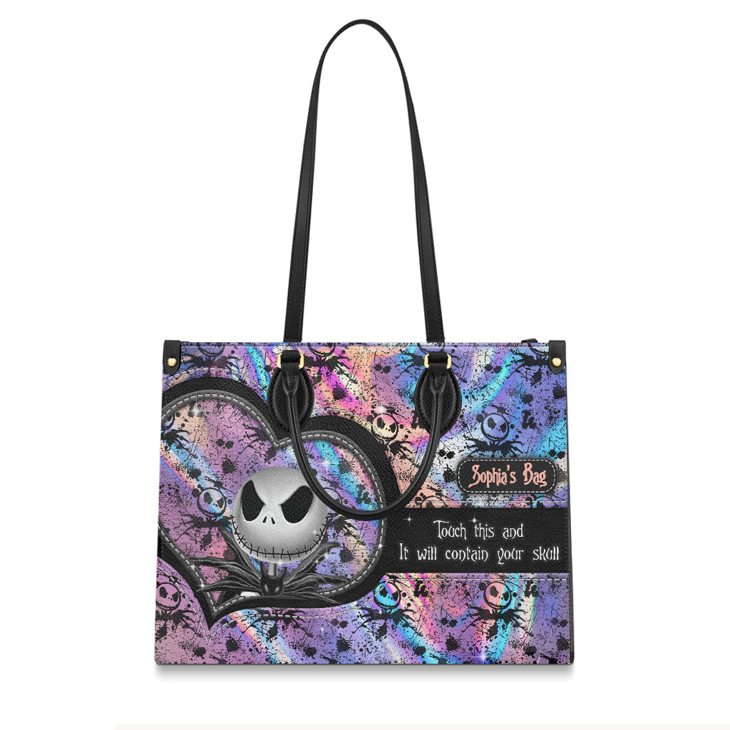 Personalized Leather Handbag with Skull Design for Women Gift Leather Handbag GradoCreations