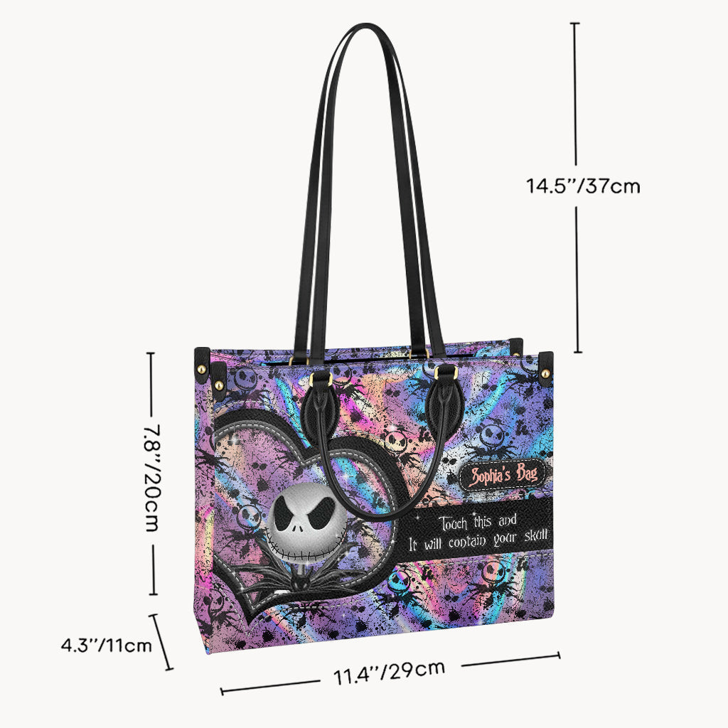 Personalized Leather Handbag with Skull Design for Women Gift Leather Handbag GradoCreations