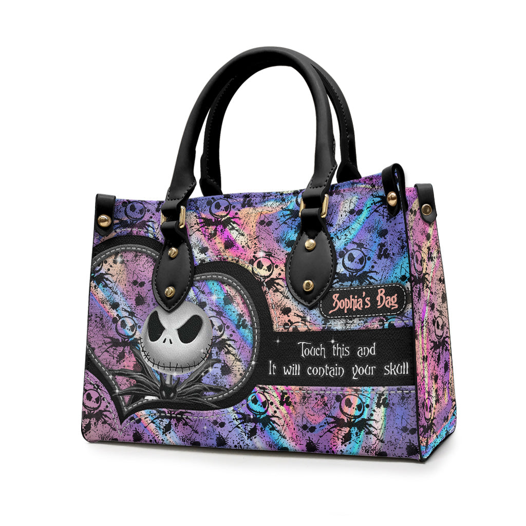 Personalized Leather Handbag with Skull Design for Women Gift Leather Handbag GradoCreations