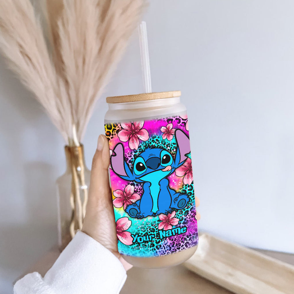Personalized Glass Can with Straw Custom Name Gift for Mom Can Glass GradoCreations