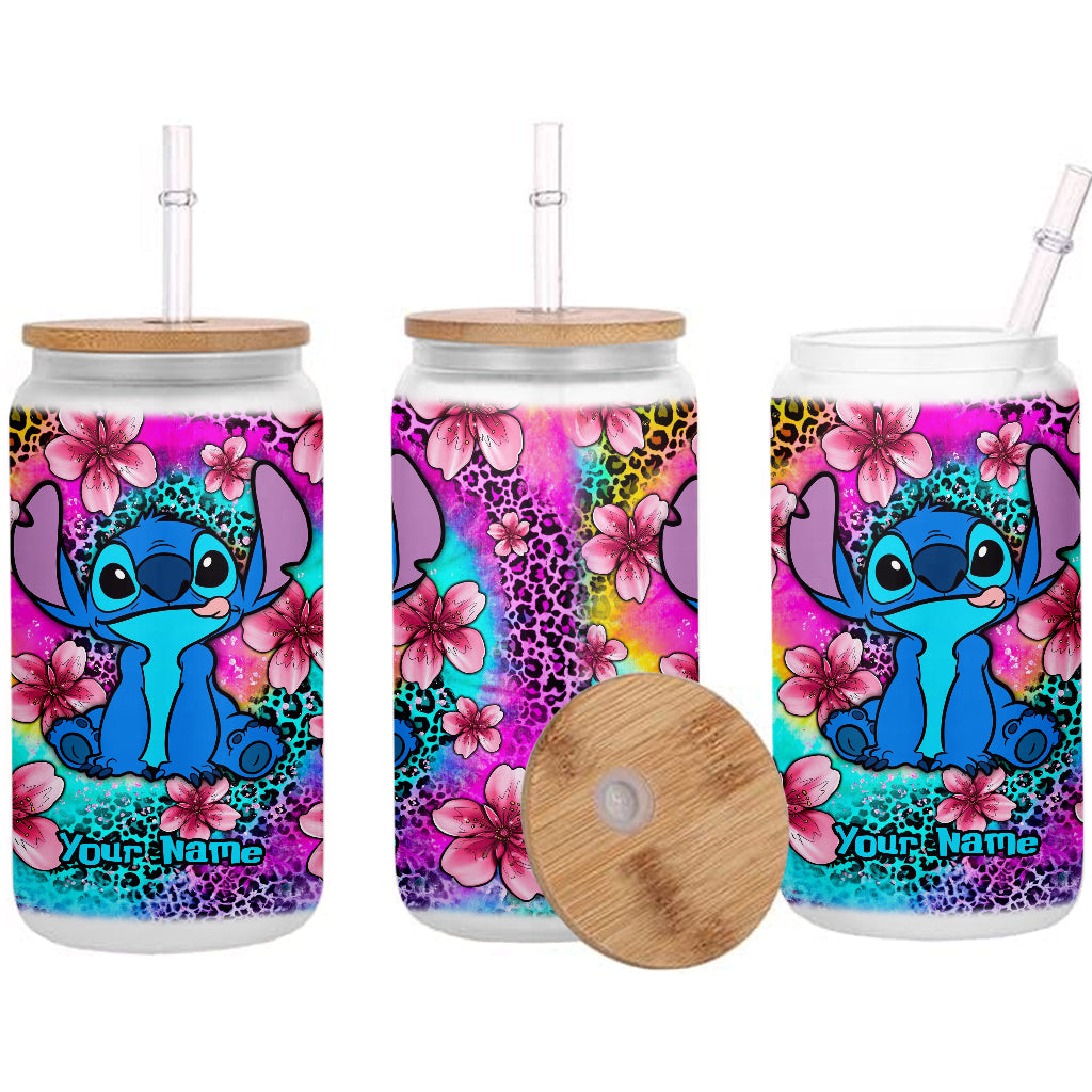 Personalized Glass Can with Straw Custom Name Gift for Mom Can Glass GradoCreations