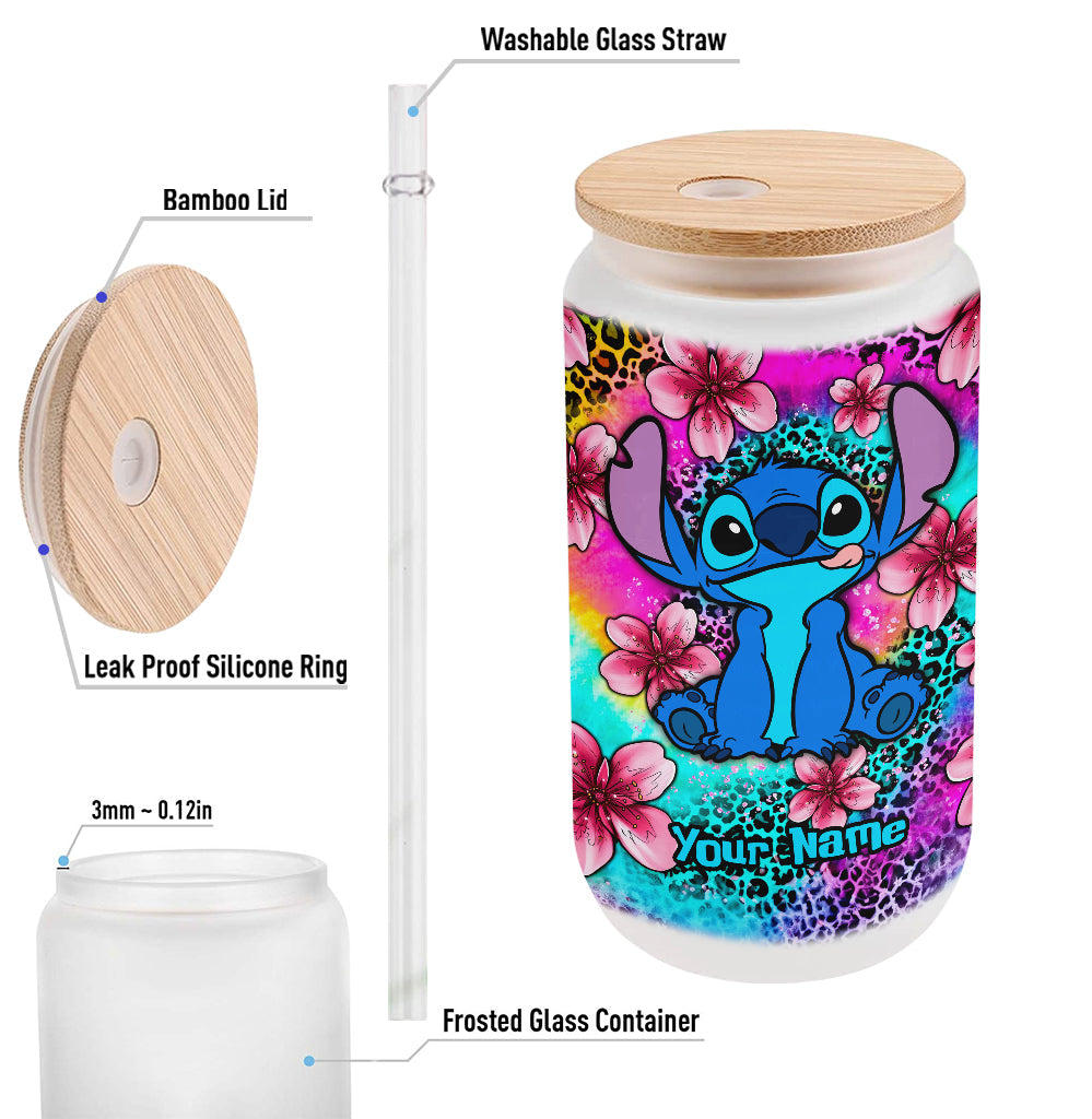 Personalized Glass Can with Straw Custom Name Gift for Mom Can Glass GradoCreations