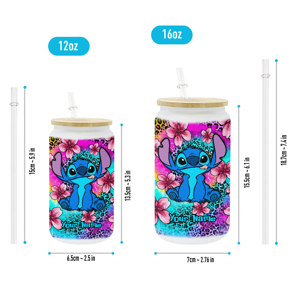 Personalized Glass Can with Straw Custom Name Gift for Mom Can Glass GradoCreations
