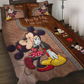 Personalized Mouse Quilt Set with Leather Pattern Print for Couples Quilt Set GradoCreations