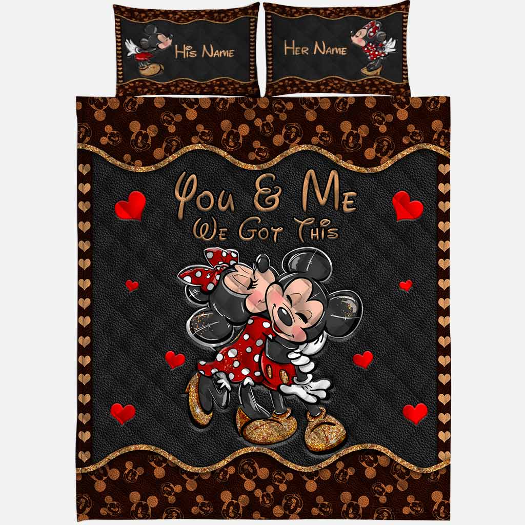 Personalized Mouse Ears Quilt Set with Love Design for Couples Quilt Set GradoCreations