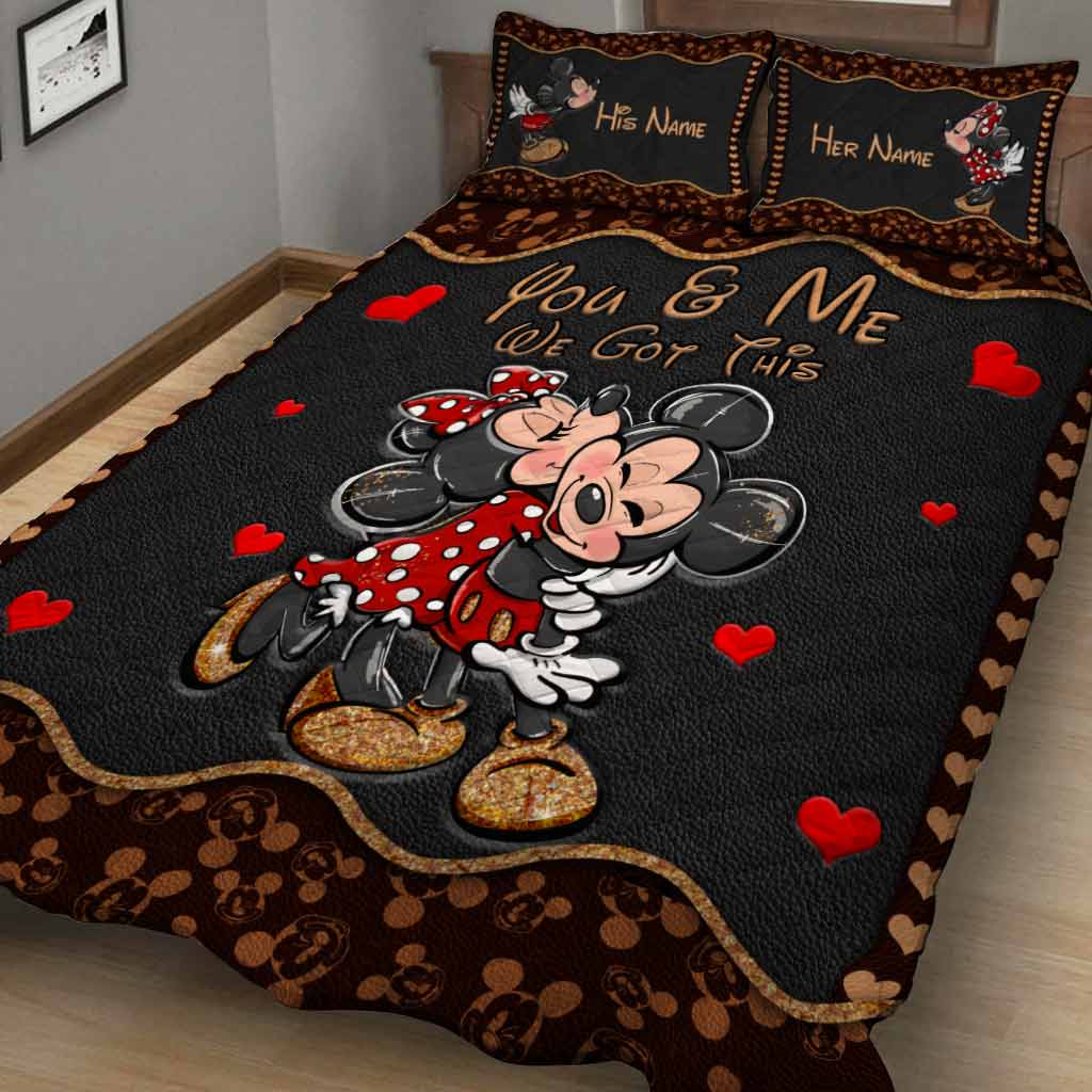 Personalized Mouse Ears Quilt Set with Love Design for Couples Quilt Set GradoCreations