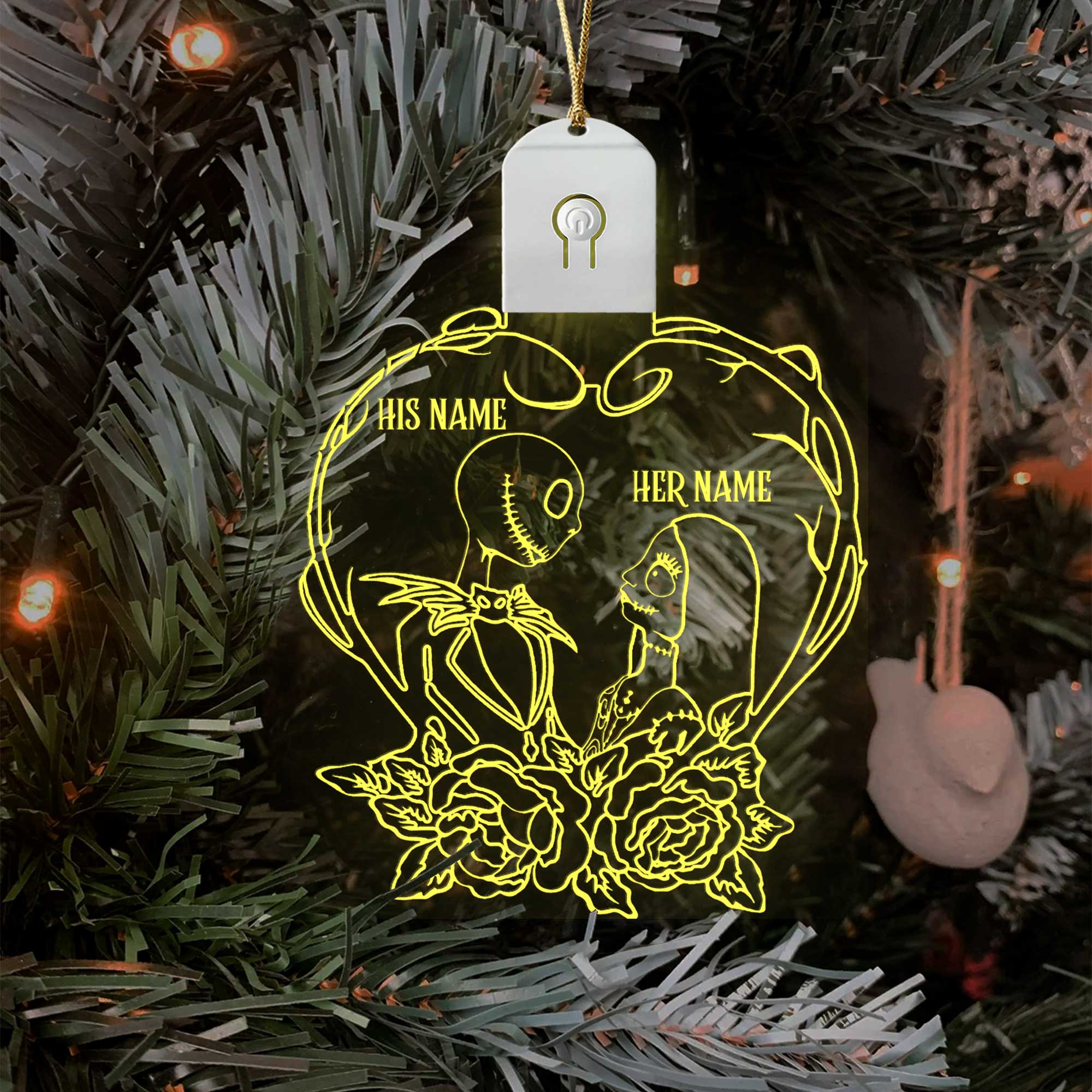 Personalized Nightmare Before Christmas LED Acrylic Ornament Gift Led Acrylic Ornament GradoCreations