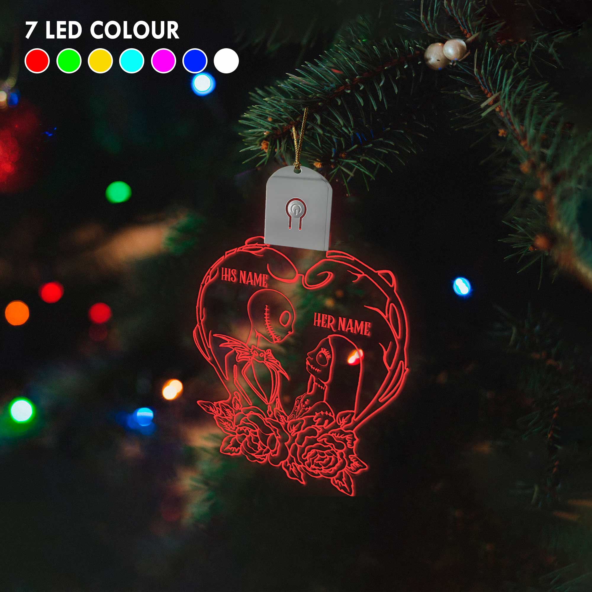 Personalized Nightmare Before Christmas LED Acrylic Ornament Gift Led Acrylic Ornament GradoCreations