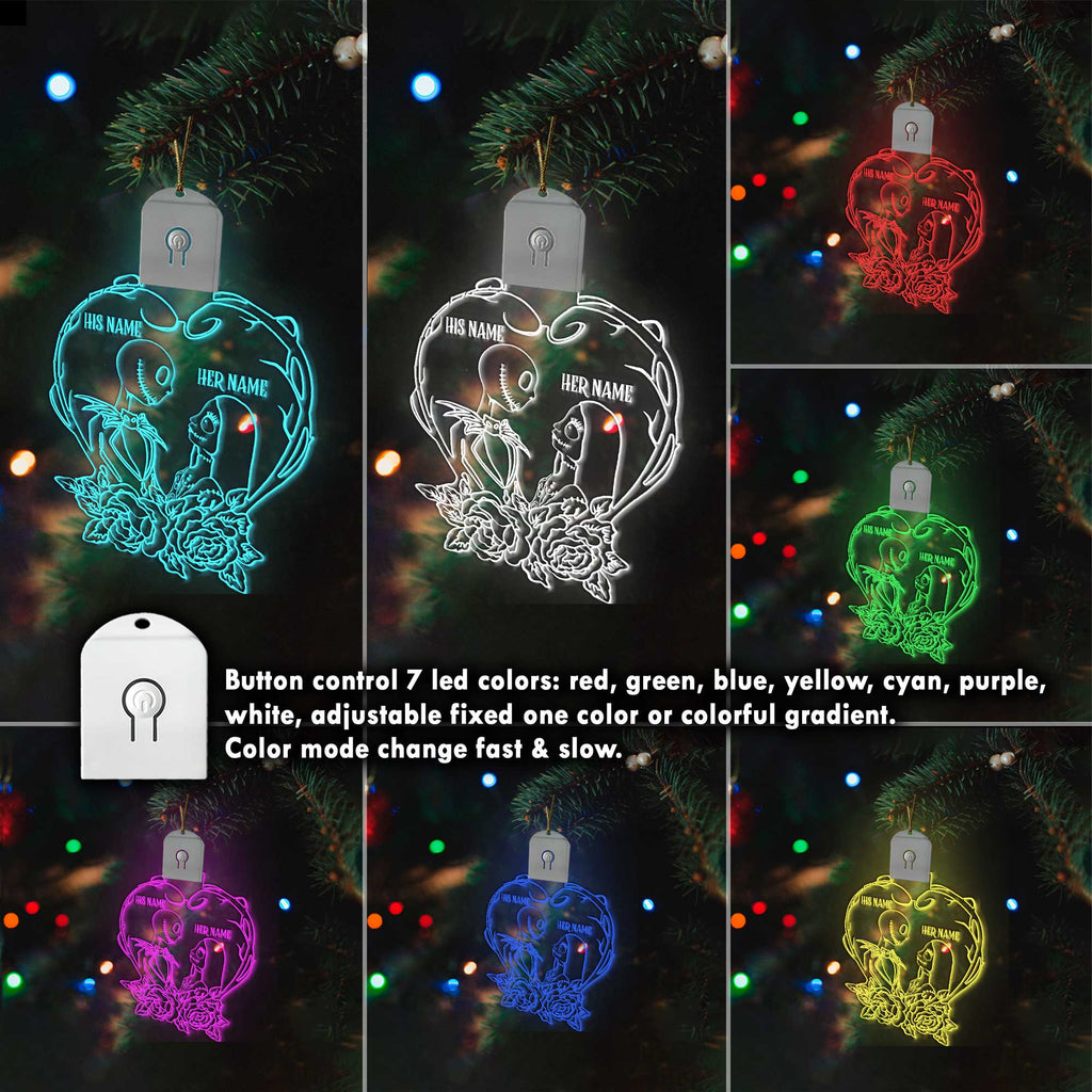 Personalized Nightmare Before Christmas LED Acrylic Ornament Gift Led Acrylic Ornament GradoCreations