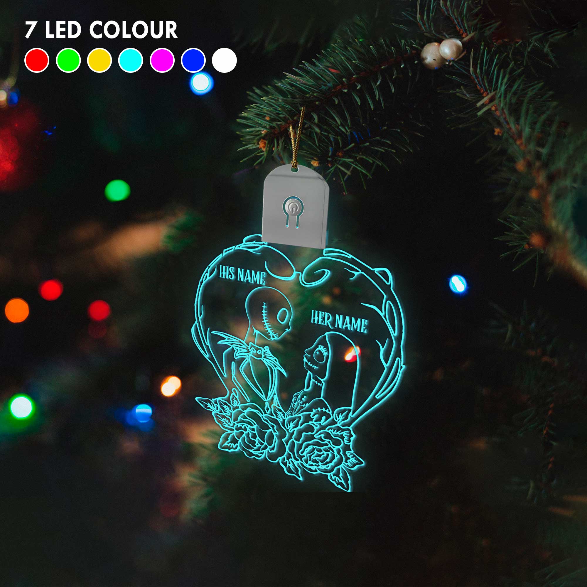 Personalized Nightmare Before Christmas LED Acrylic Ornament Gift Led Acrylic Ornament GradoCreations