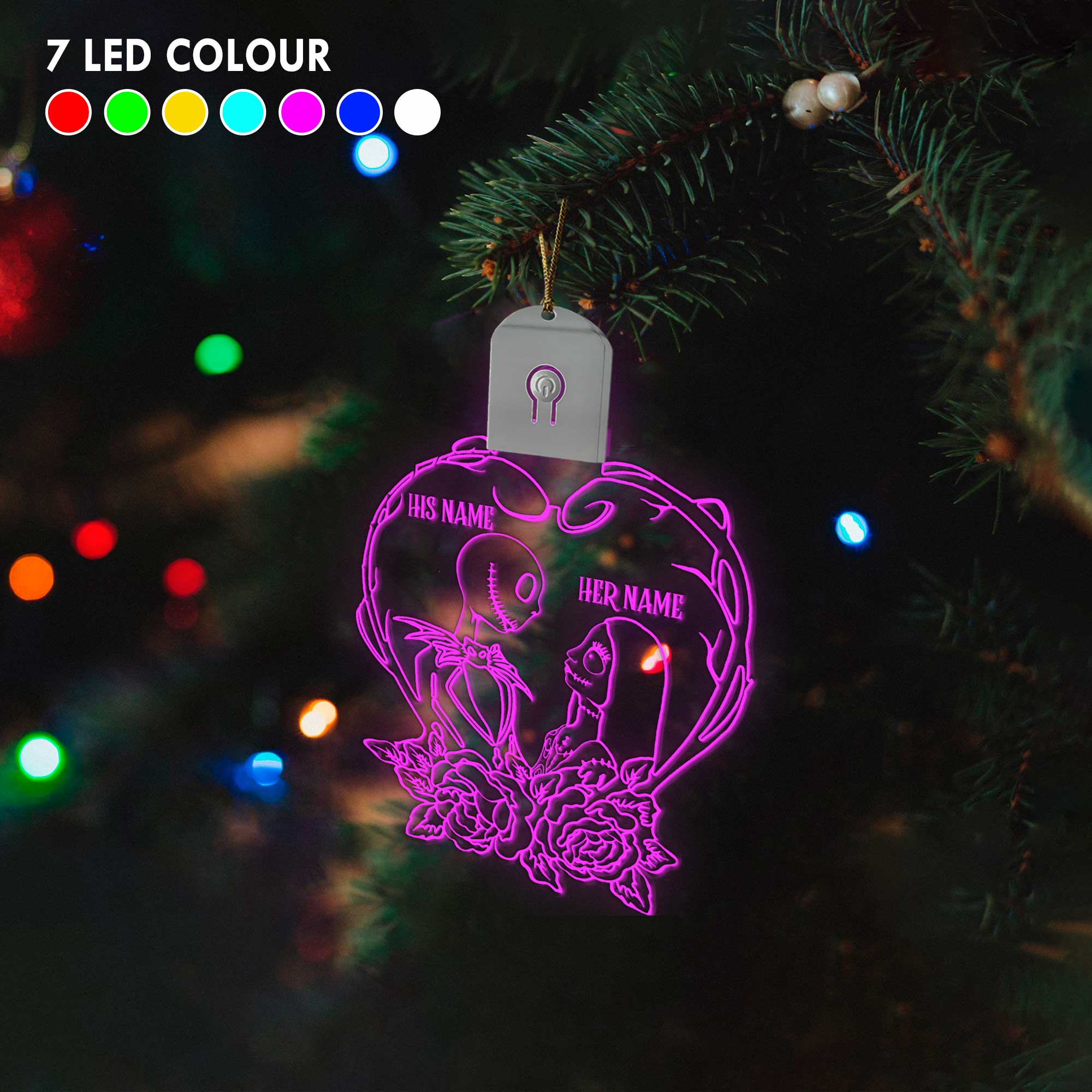 Personalized Nightmare Before Christmas LED Acrylic Ornament Gift Led Acrylic Ornament GradoCreations