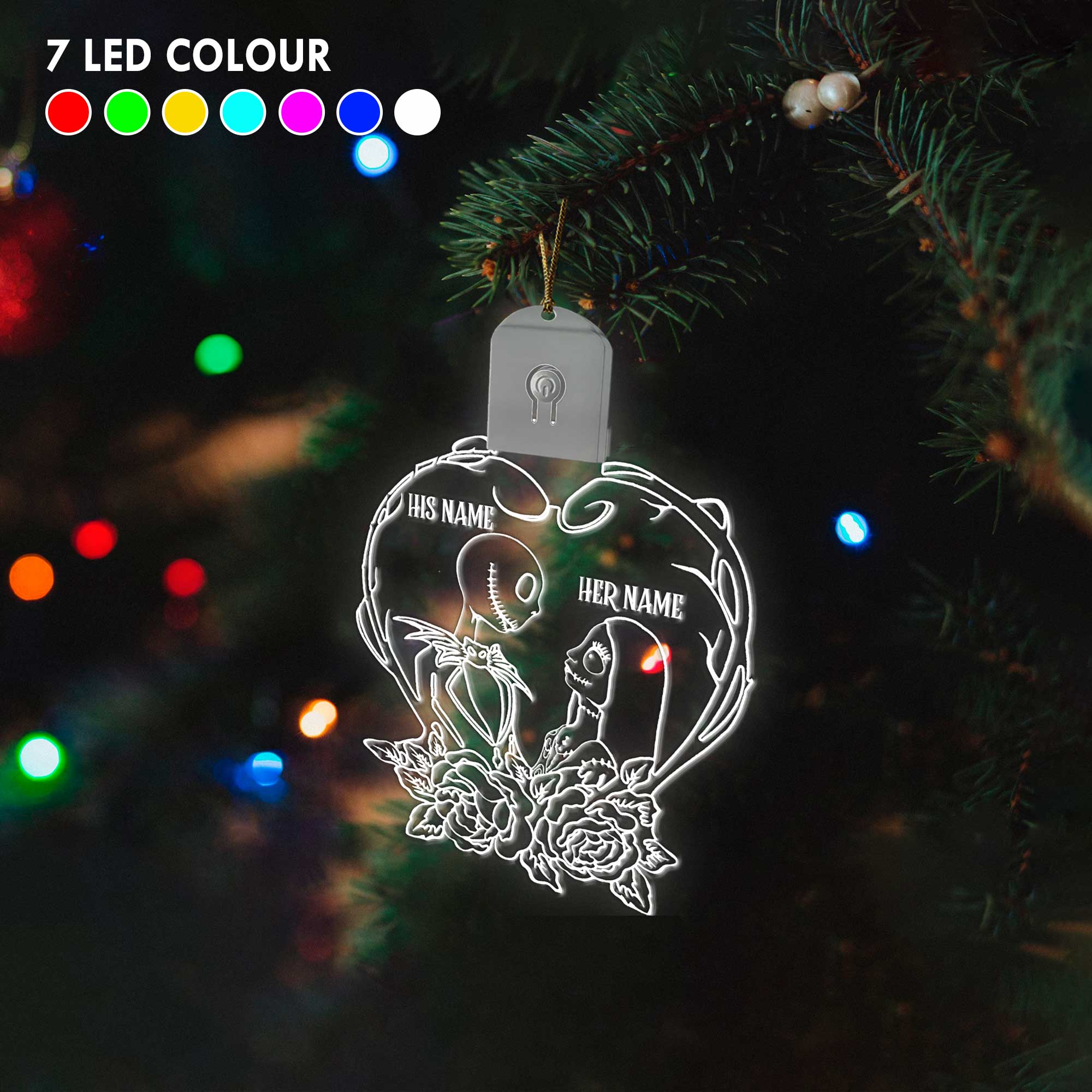 Personalized Nightmare Before Christmas LED Acrylic Ornament Gift Led Acrylic Ornament GradoCreations