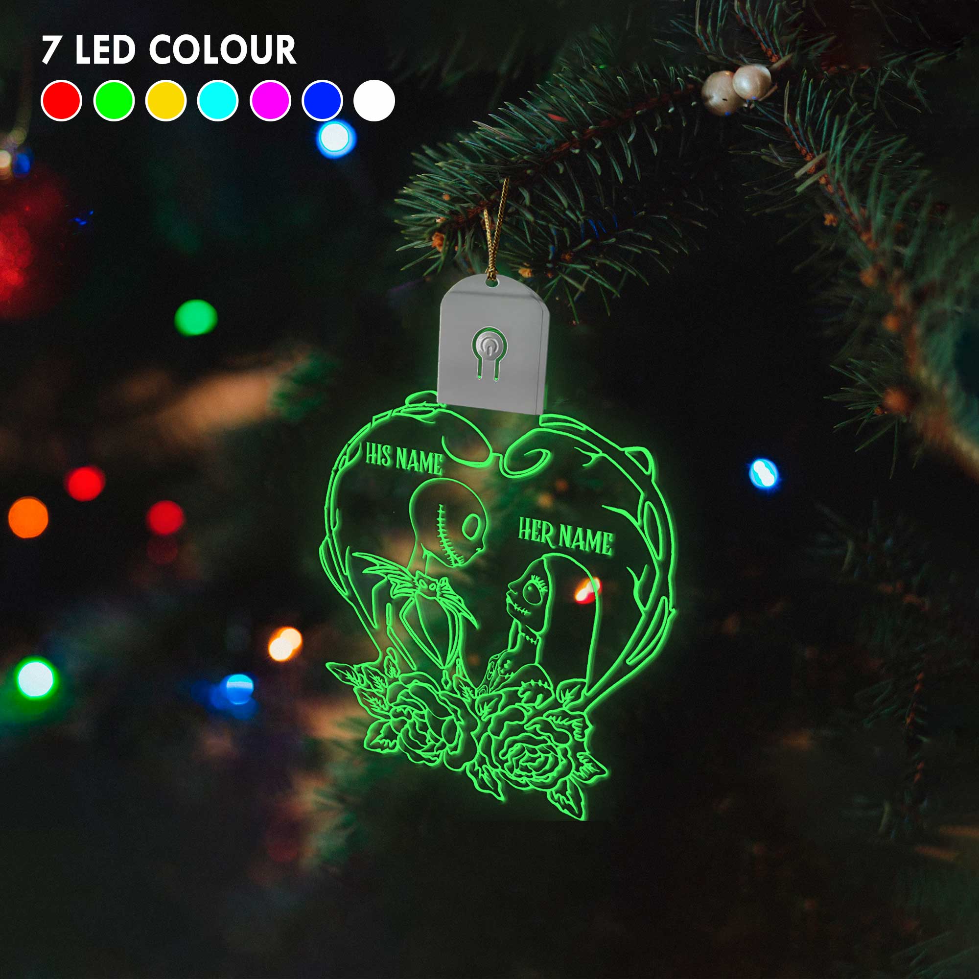 Personalized Nightmare Before Christmas LED Acrylic Ornament Gift Led Acrylic Ornament GradoCreations