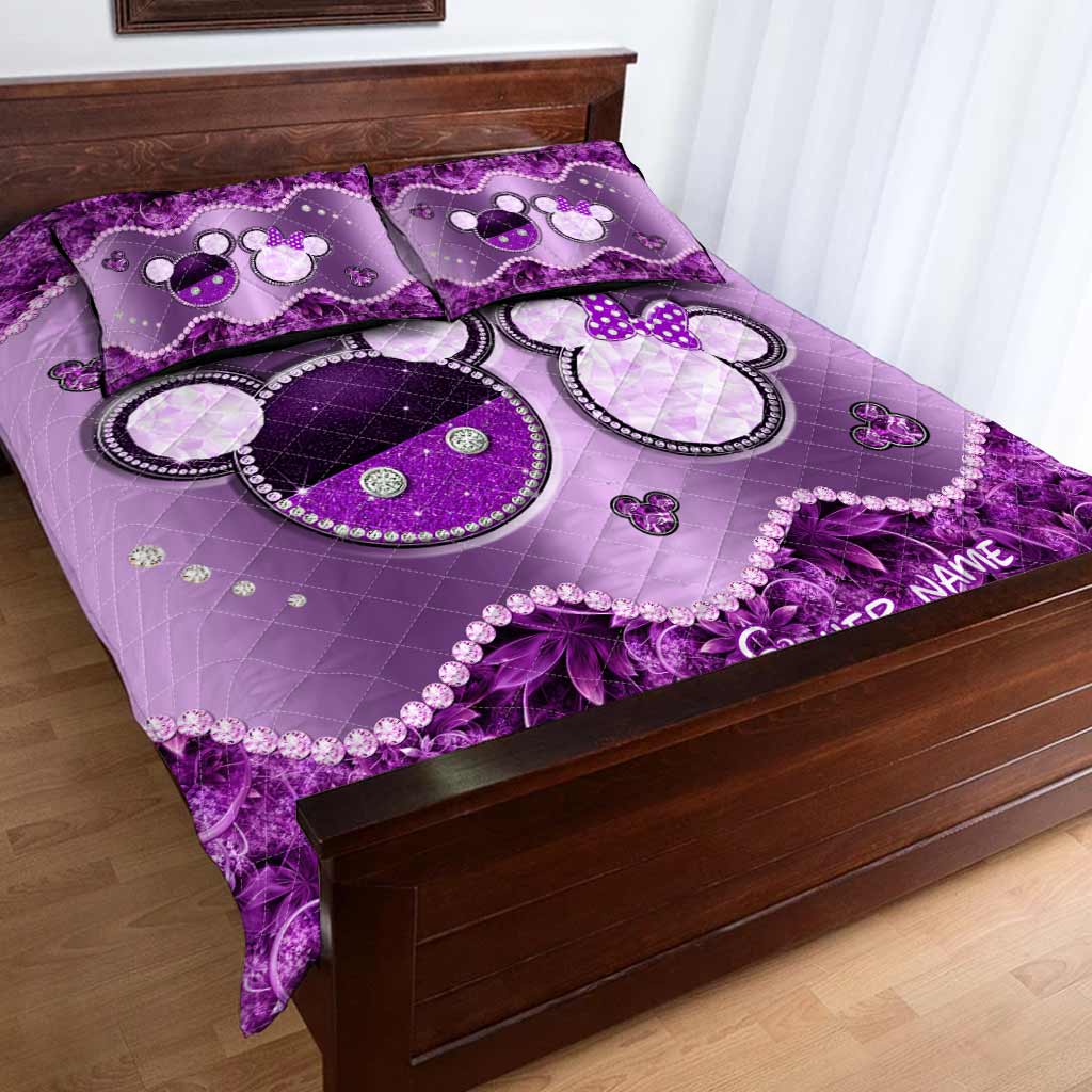 Personalized Mouse Quilt Set Custom Name Gift for Couples Quilt Set GradoCreations