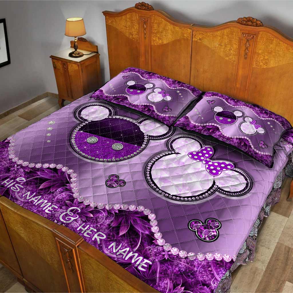 Personalized Mouse Quilt Set Custom Name Gift for Couples Quilt Set GradoCreations