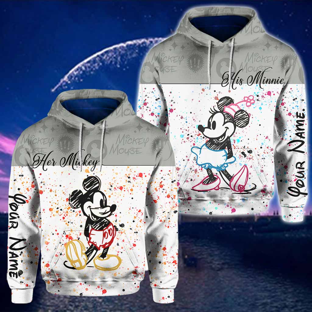 Personalized Couple Mouse Hoodies Custom Name Gift for Him & Her All Over Shirt GradoCreations