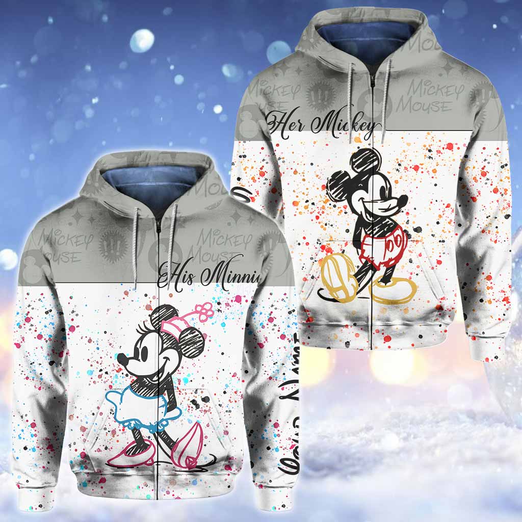 Personalized Couple Mouse Hoodies Custom Name Gift for Him & Her All Over Shirt GradoCreations