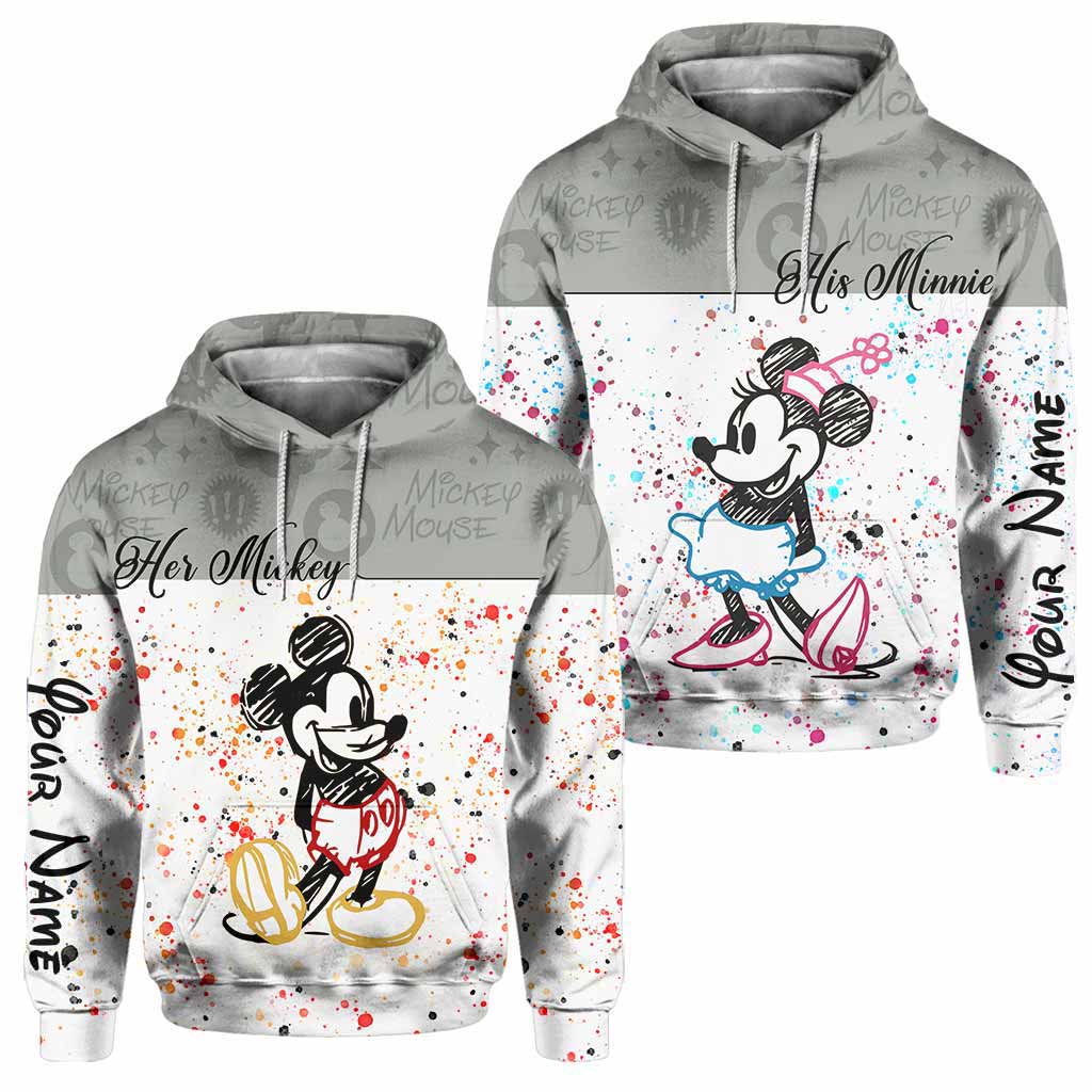 Personalized Couple Mouse Hoodies Custom Name Gift for Him & Her All Over Shirt GradoCreations