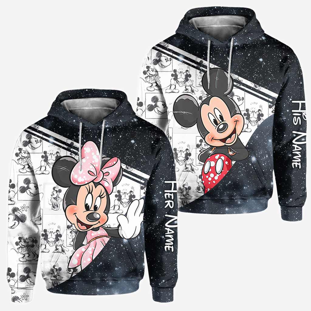 Personalized Couple Mouse Hoodies Custom Names Unique Gift All Over Shirt GradoCreations