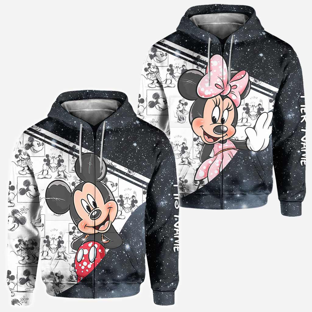 Personalized Couple Mouse Hoodies Custom Names Unique Gift All Over Shirt GradoCreations