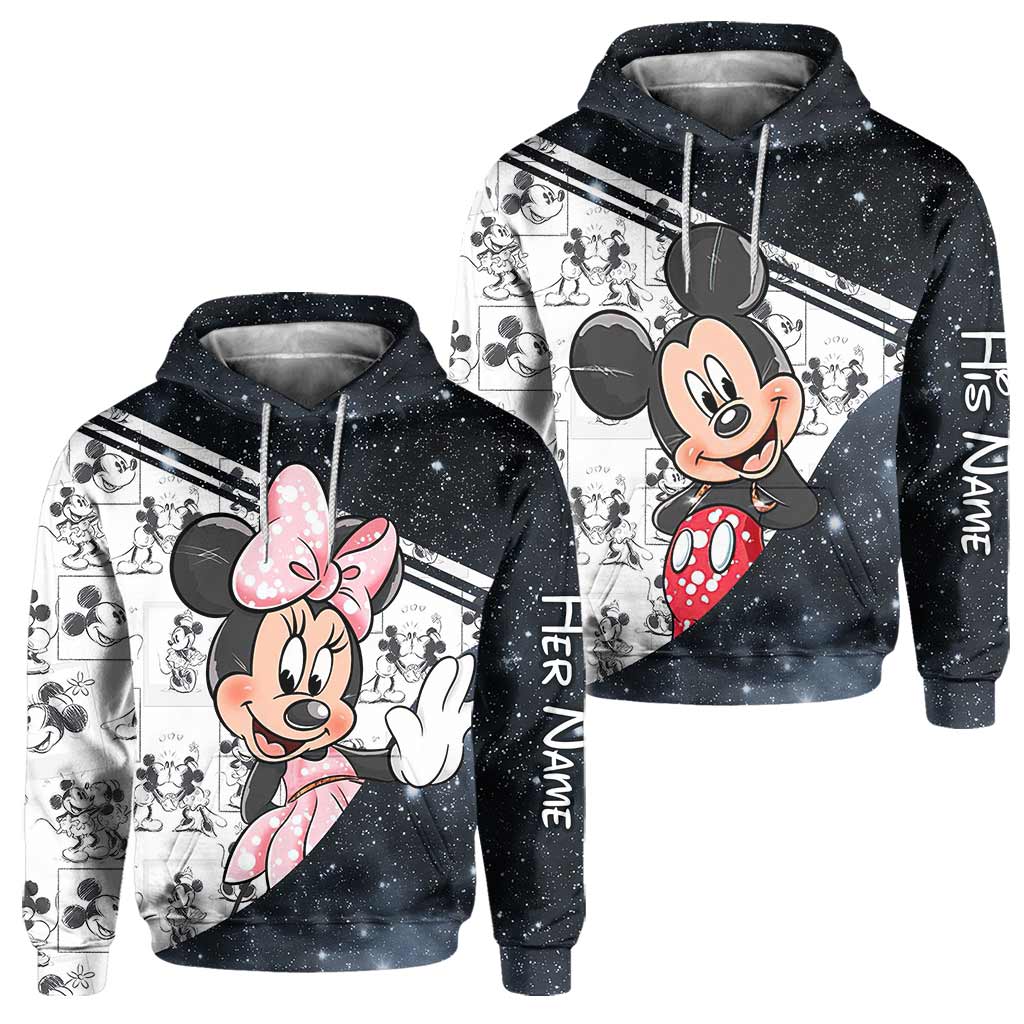 Personalized Couple Mouse Hoodies Custom Names Unique Gift All Over Shirt GradoCreations