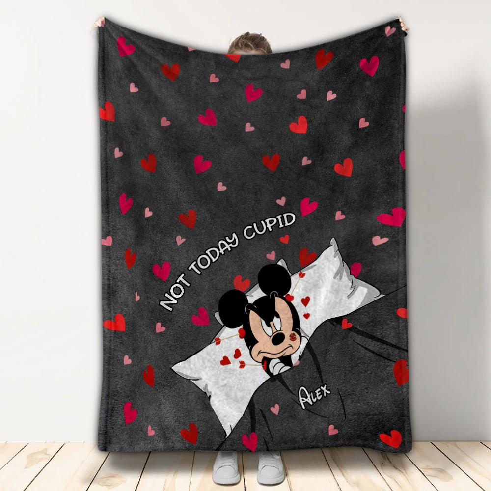 Personalized Not Today Cupid Mouse Blanket Custom Gift for Valentine Blanket GradoCreations