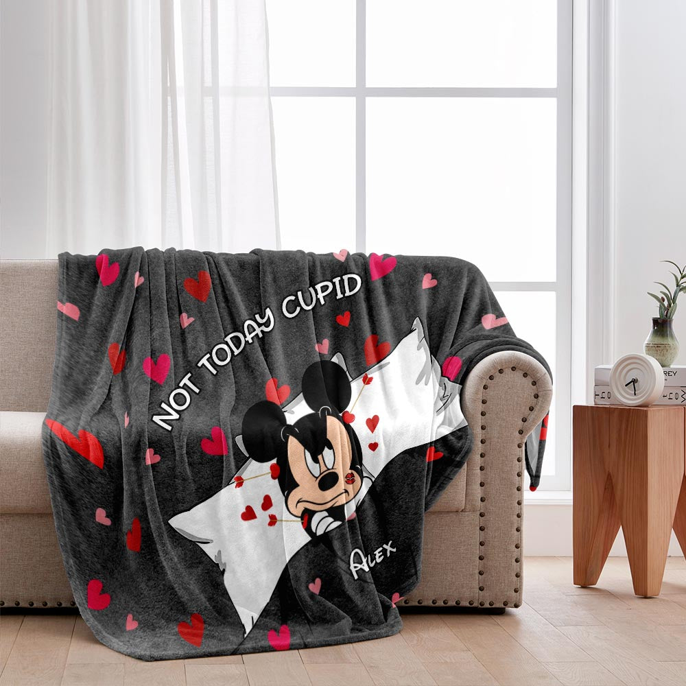 Personalized Not Today Cupid Mouse Blanket Custom Gift for Valentine Blanket GradoCreations
