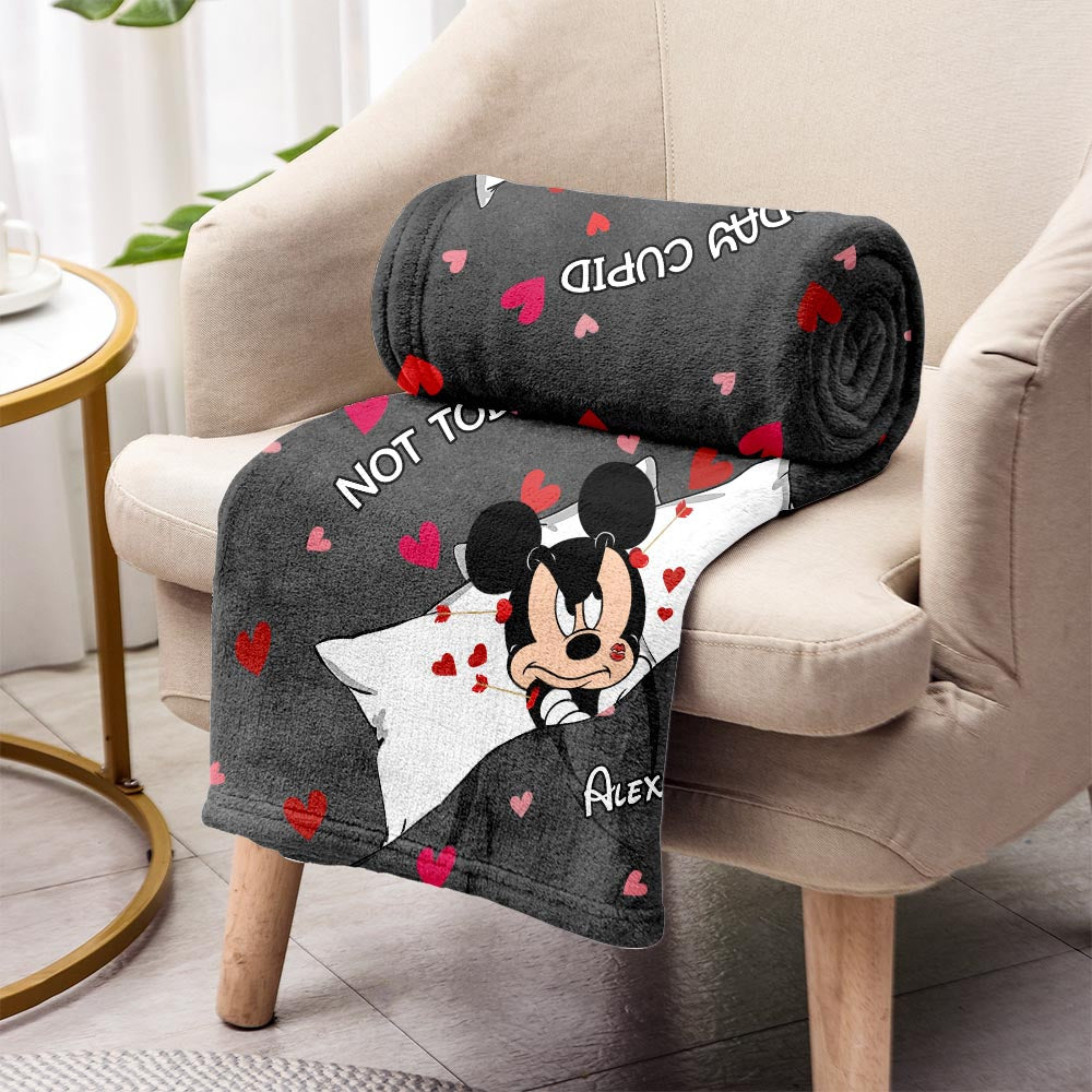 Personalized Not Today Cupid Mouse Blanket Custom Gift for Valentine Blanket GradoCreations