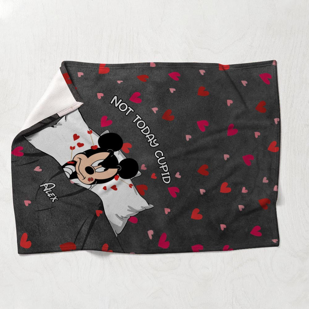 Personalized Not Today Cupid Mouse Blanket Custom Gift for Valentine Blanket GradoCreations
