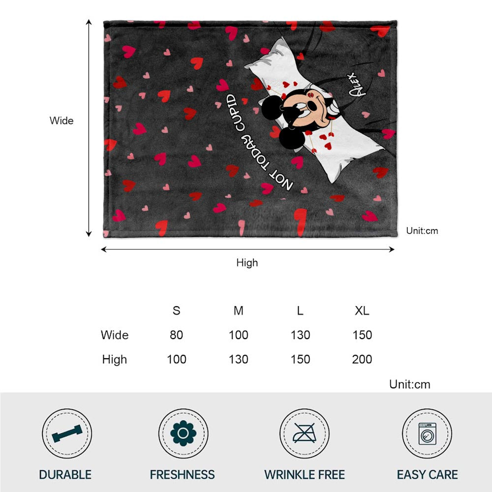 Personalized Not Today Cupid Mouse Blanket Custom Gift for Valentine Blanket GradoCreations