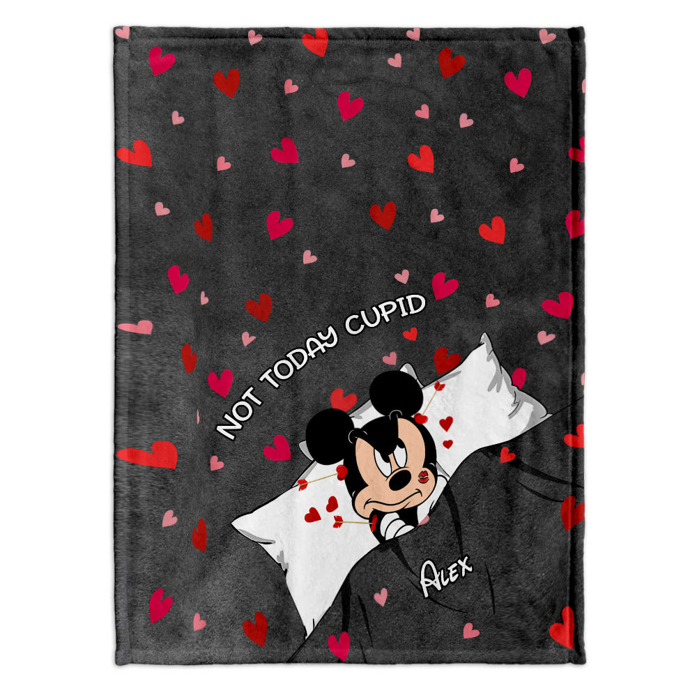 Personalized Not Today Cupid Mouse Blanket Custom Gift for Valentine Blanket GradoCreations
