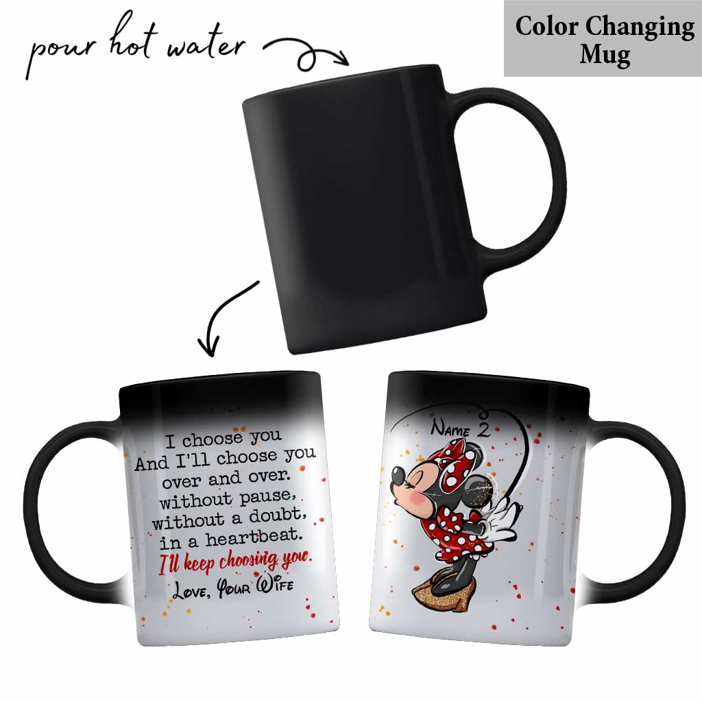 Personalized Mickey & Minnie Couple Mug Custom Names Gift Mug GradoCreations