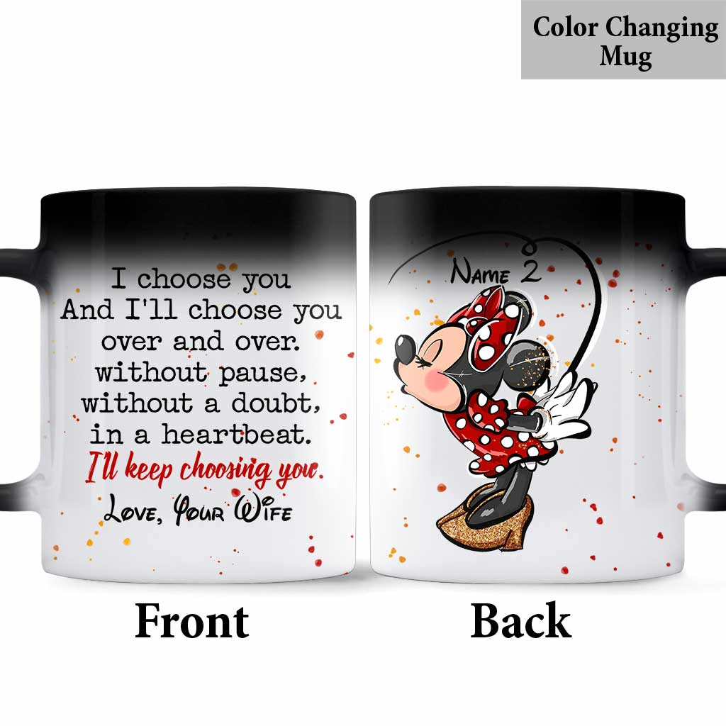 Personalized Mickey & Minnie Couple Mug Custom Names Gift Mug GradoCreations