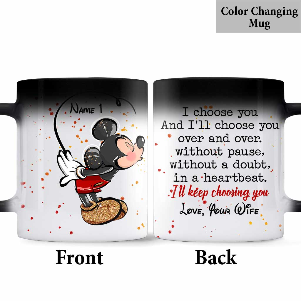 Personalized Mickey & Minnie Couple Mug Custom Names Gift Mug GradoCreations