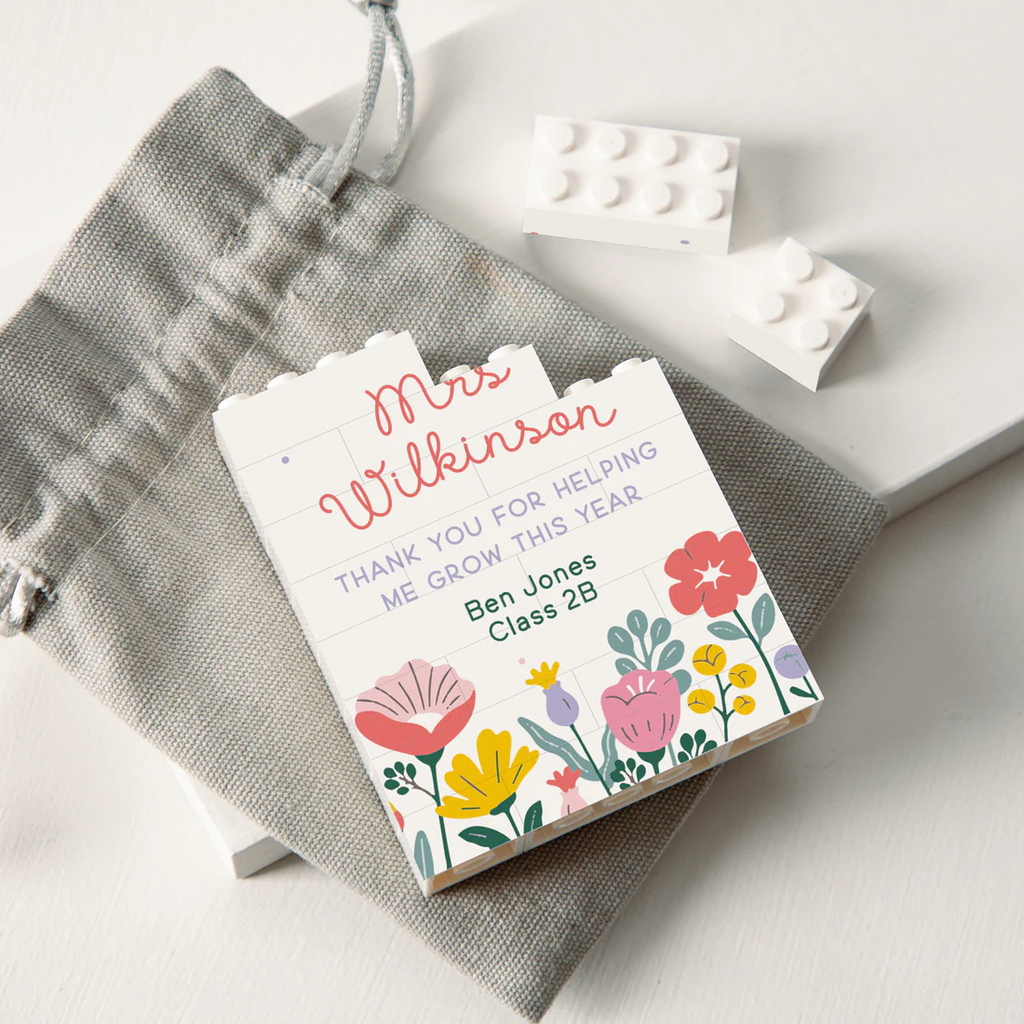 Personalized Floral Thank You Building Blocks Gift for Teacher HN590 - Building Blocks GradoCreations