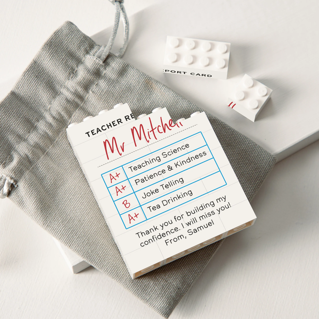 Personalized Building Blocks Teacher Report Card Gift HN590 - Building Blocks GradoCreations