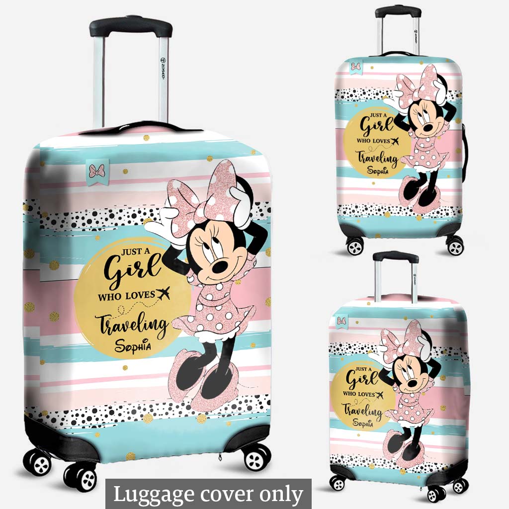 Personalized Minnie Mouse Luggage Cover Custom Name Travel Gift for Girls Luggage Cover GradoCreations