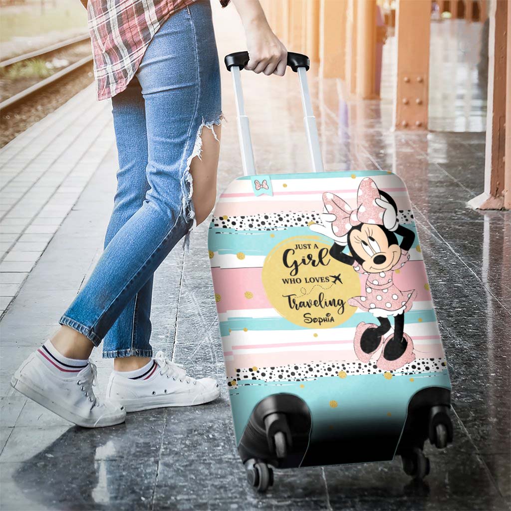 Personalized Minnie Mouse Luggage Cover Custom Name Travel Gift for Girls Luggage Cover GradoCreations