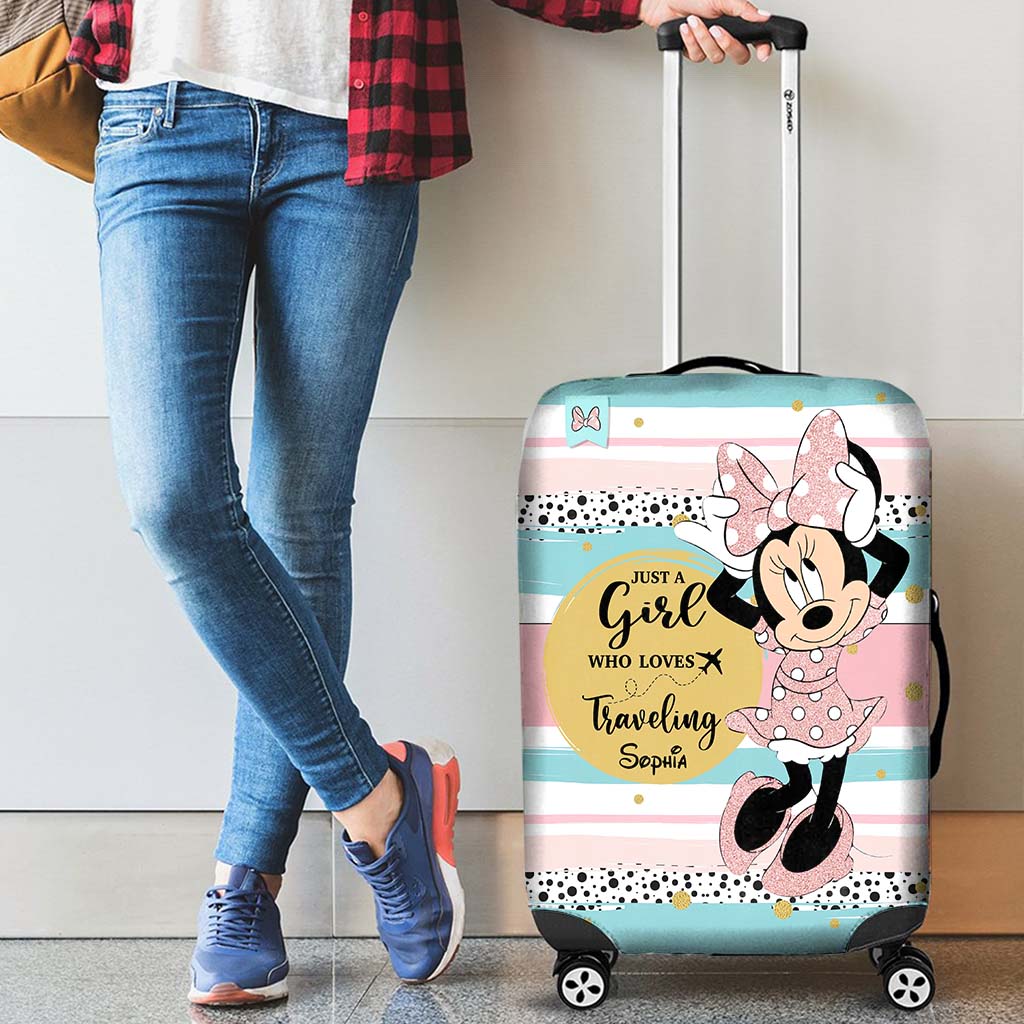 Personalized Minnie Mouse Luggage Cover Custom Name Travel Gift for Girls Luggage Cover GradoCreations