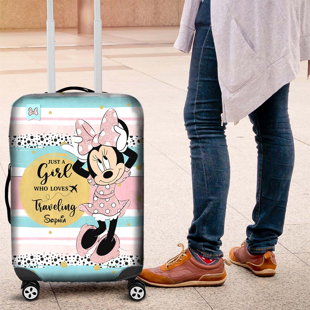 Personalized Minnie Mouse Luggage Cover Custom Name Travel Gift for Girls Luggage Cover GradoCreations