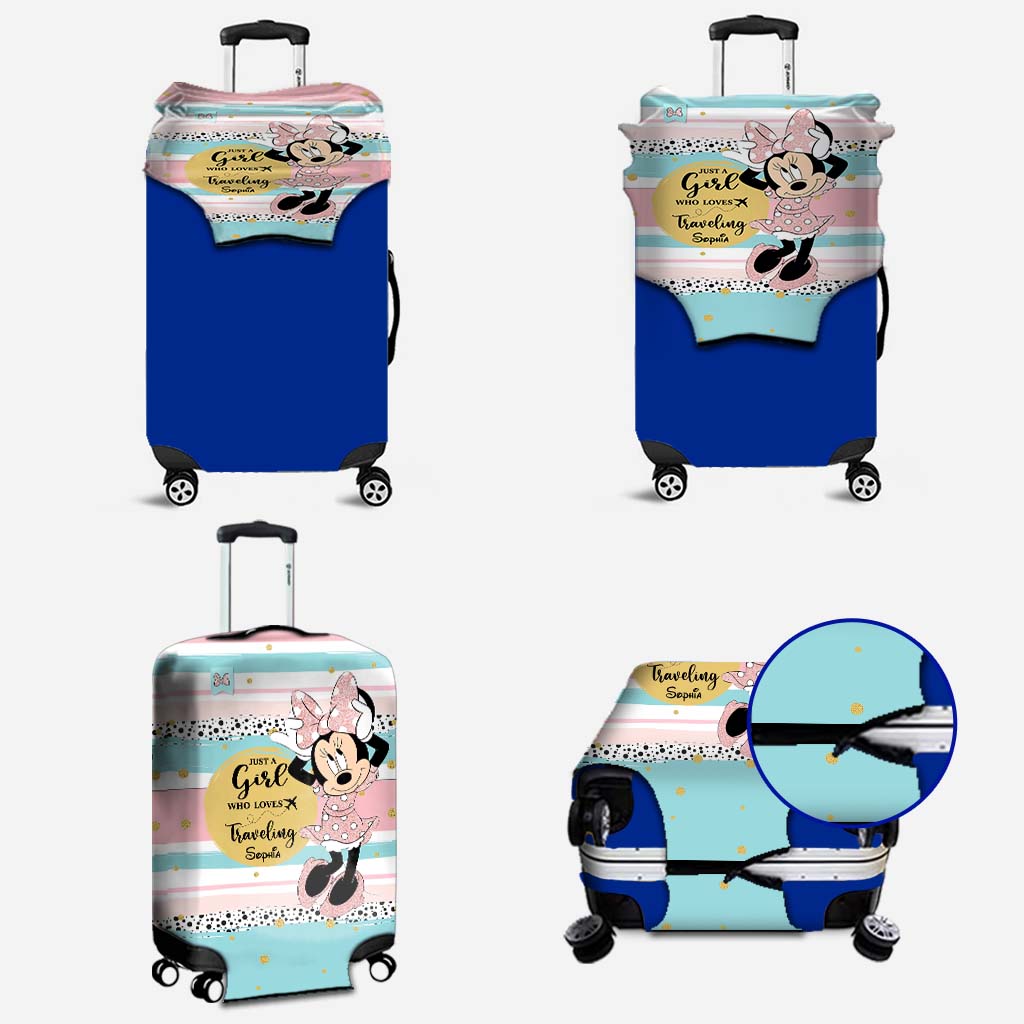 Personalized Minnie Mouse Luggage Cover Custom Name Travel Gift for Girls Luggage Cover GradoCreations
