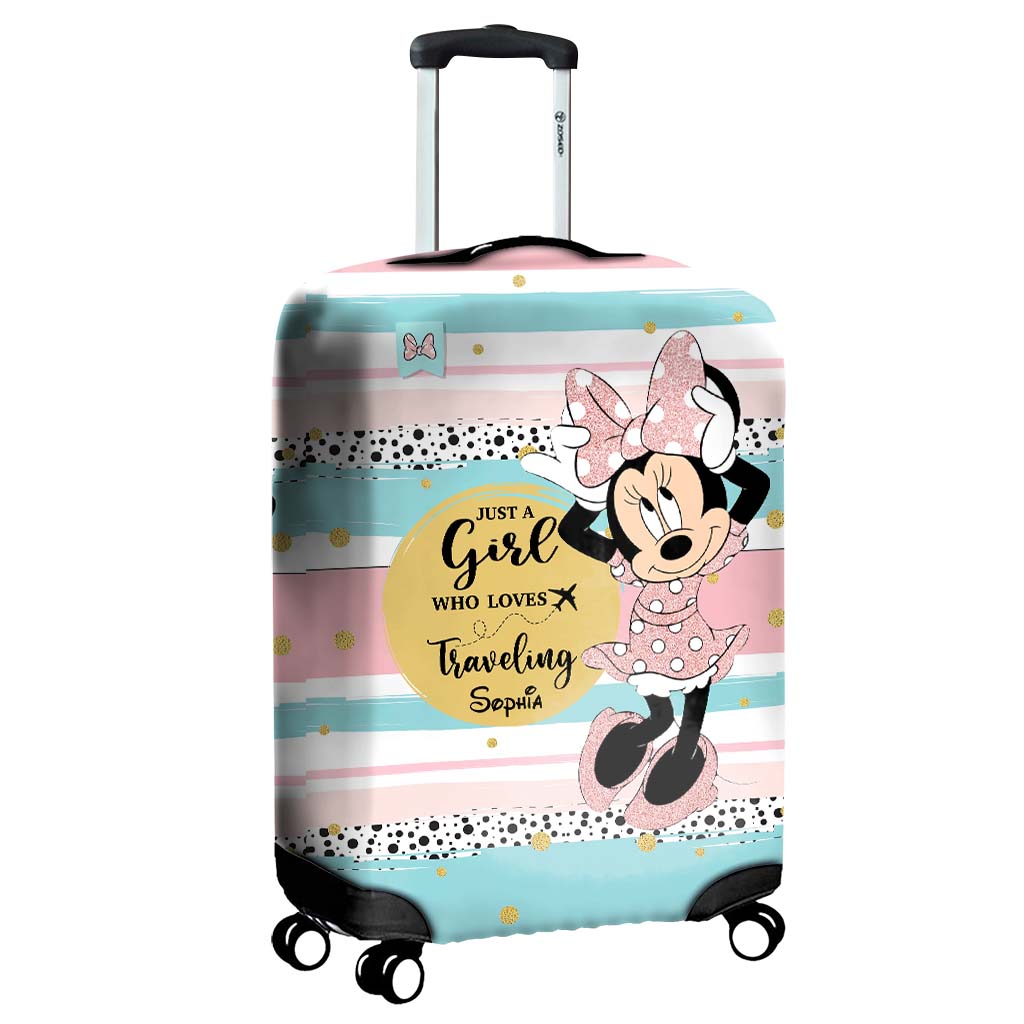 Personalized Minnie Mouse Luggage Cover Custom Name Travel Gift for Girls Luggage Cover GradoCreations