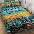 Personalized Adventure Couple Quilt Set with Custom Names for Lovebirds Quilt Set GradoCreations