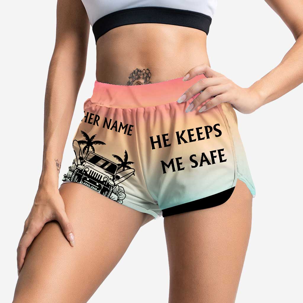 Personalized Couple's Adventure Shorts Custom Names Tropical Design Men Shorts & Women Shorts GradoCreations