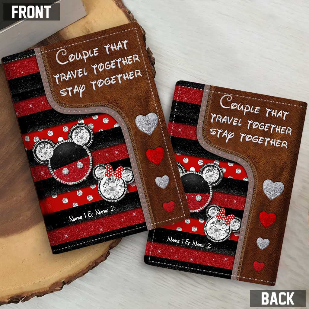 Personalized Mouse Passport Holder Custom Names Travel Gift for Couples Passport Holder GradoCreations