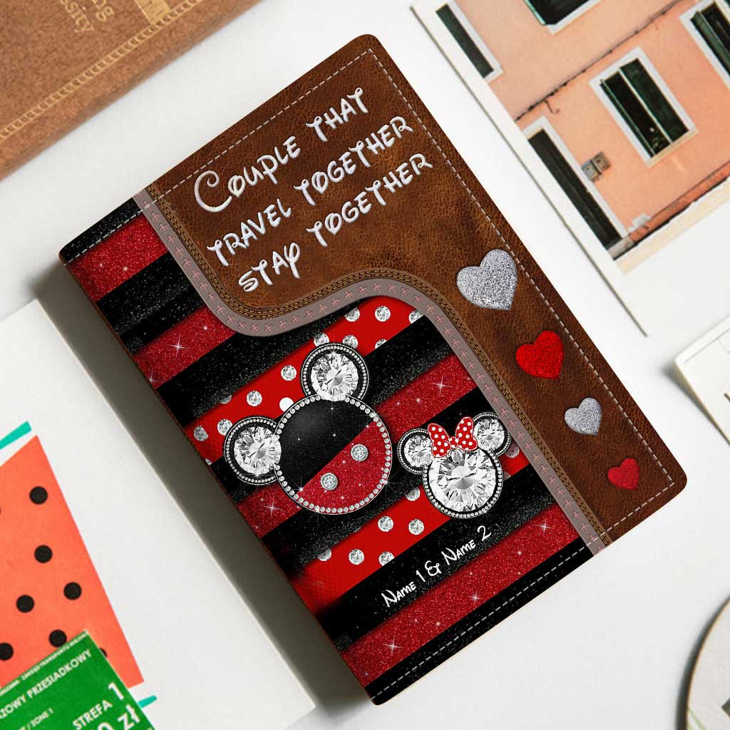 Personalized Mouse Passport Holder Custom Names Travel Gift for Couples Passport Holder GradoCreations